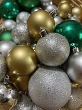 Shatterproof Christmas Ornaments Balls Gold, Silver  Green Lot 42pcs