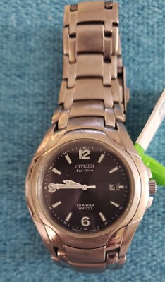 CITIZEN ECO-DRIVE SILVER BRACELET BLACK DIAL MEN'S WRIST WATCH C1-59