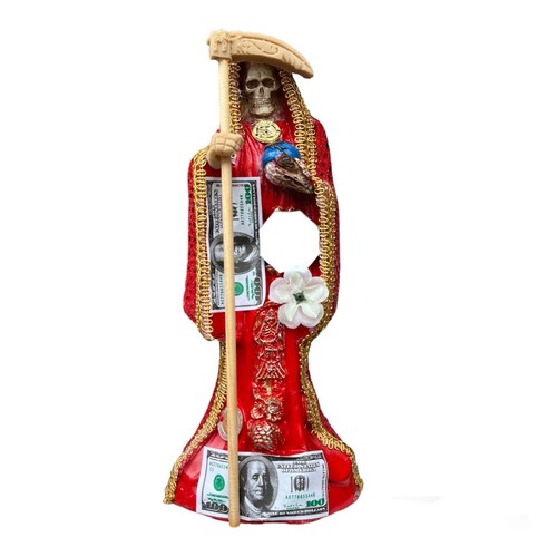 SANTA MUERTE VESTIDA Roja 30 cm / ESTATUA DE SANTA MUERTE 12 pulgadas
