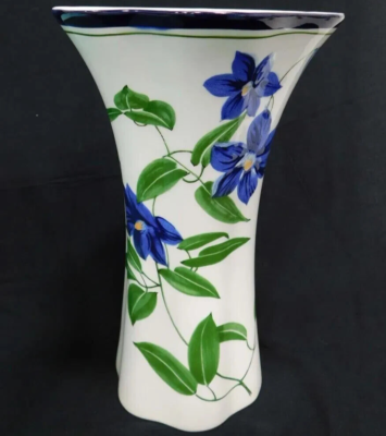 Tiffany & Co Este Ceramiche Vase w/Blue Floral Design w/Original