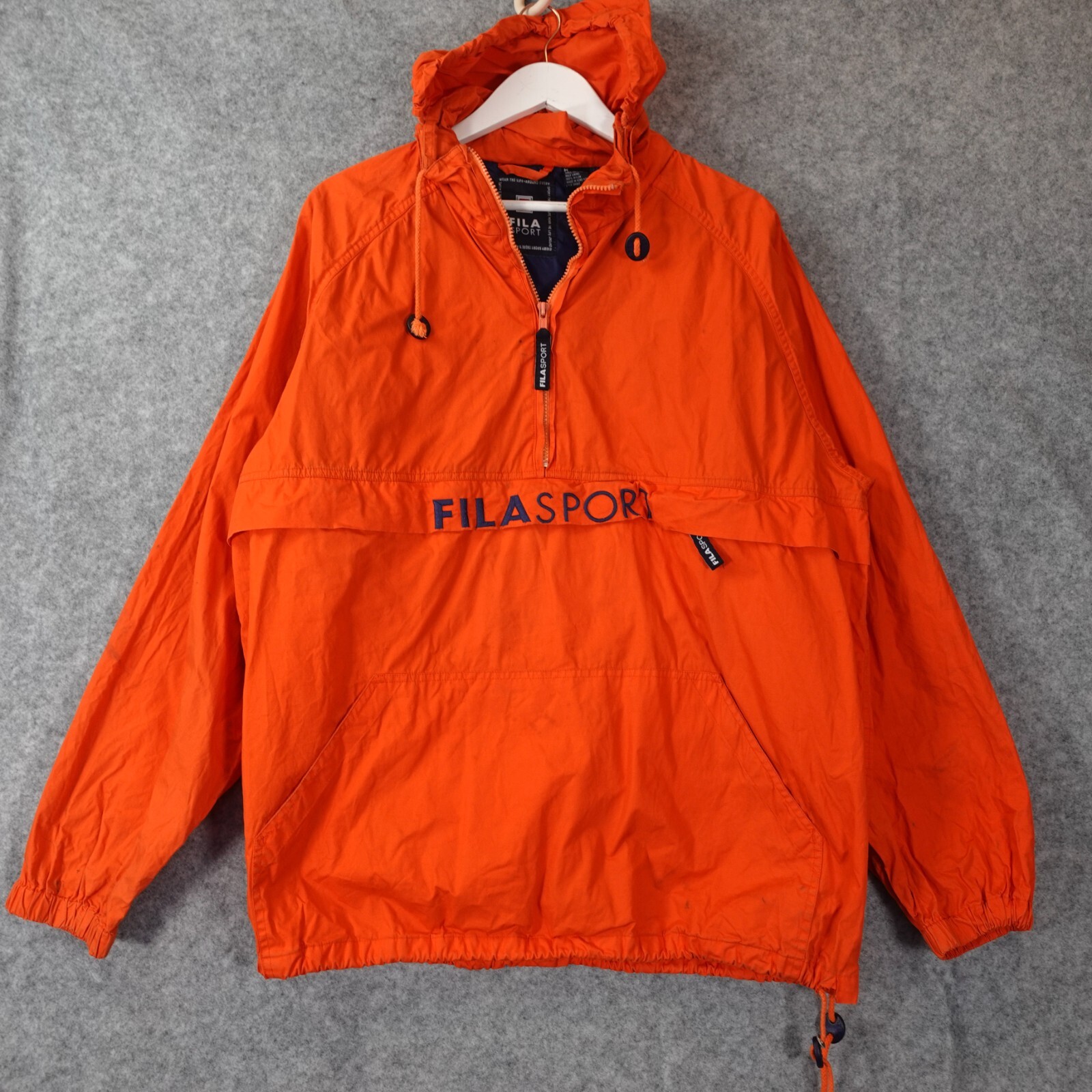 Giacca a vento sportiva vintage FILA uomo media arancione bruciato logo anorak pista