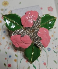 Vintage Inspired 1950's Pink Peony Flower Brooch Pin Summer Christmas Gift