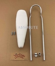 VINTAGE LOWRIDER 22" LONG SISSY BAR W/CLAMP IN CHROME W/WHITE VINYL BANNANA SEAT