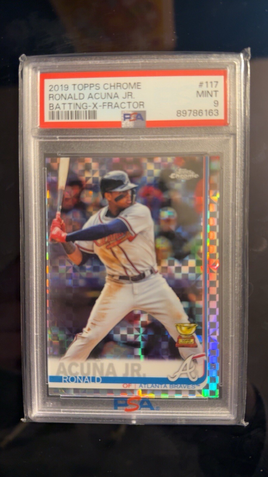 2019 Topps Chrome Ronald Acuna Jr. #117 X-Fractor with Rookie Cup PSA 9 MINT
