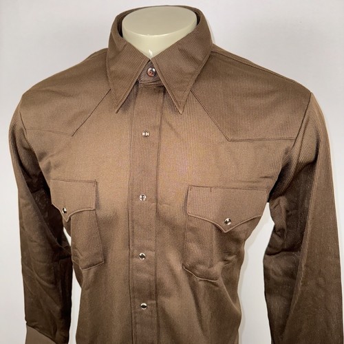 Vtg Lee Pearl Snap Shirt Western Rockabilly Polyester NOS 1970s XL Mens 16.5 33 - Picture 5 of 21