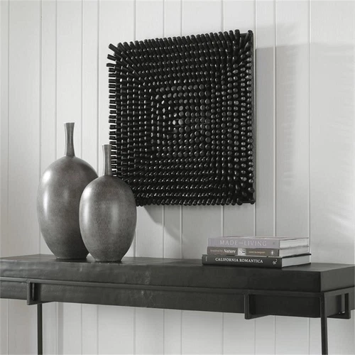 Uttermost Portside Contemporary Beech Wood and Fir Wall Panel in Satin Black - Picture 7 of 8