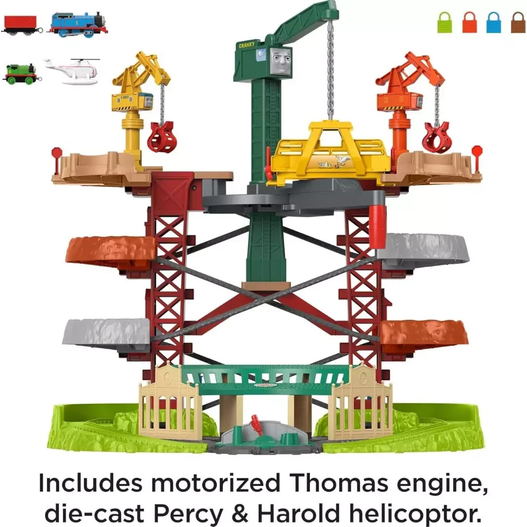 Thomas & Friends Multi-Level Toy Track Set, Trains & Cranes Super