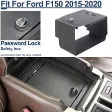 Console Password Lock Safe Box Armrest Storage Fit For Ford F150 2015-2020 Black