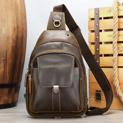 Crossbody Bag Ein Schulter Rucksack Herren Echtleder Sling Bag