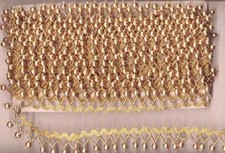 GOLD Bead Trim Lace 26Feet Dress Fabric Belt Vintage 