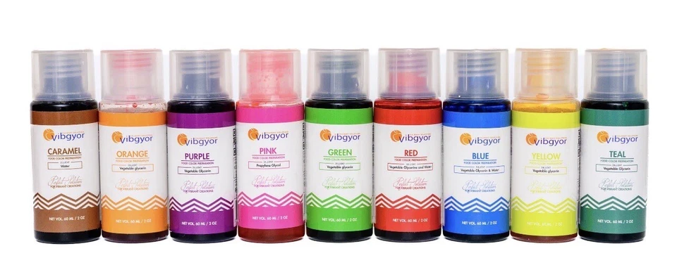 Gel Food Colors - Set of 9 Premium Gel Food Colors - 2 OZ Each Bottle - Image 2 of 4