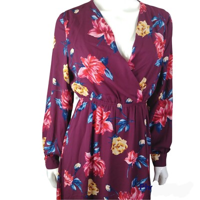 AJ Amelia James Maxi Dress Faux Wrap Size Small Side Slit Floral Print NEW!