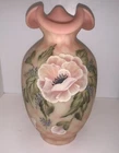 Fenton BURMESE Diamond Optic Poppy Vase CENTENNIAL COLL 2000 Dbl. Signed ~ #2553