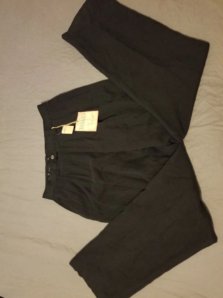 Nuevo pantalón de vestir Tommy Bahama de seda para mujer 10 negro holgado Foto 3 de 4