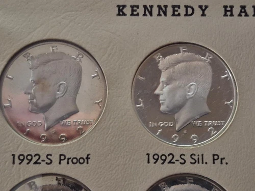1992-P , D  & -S PROOF  and 1992 S silver proof KENNEDY Half Dollars