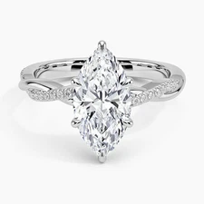 2.00 Ct Marquise Cut F VS1 Twisted Vein Lab Grown Diamond Ring in 14K White Gold