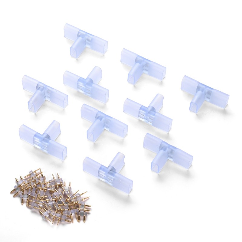 DELight 2 Pin Connectors Accessories T Shape with Pin for 7x14mm Neon Rope Light