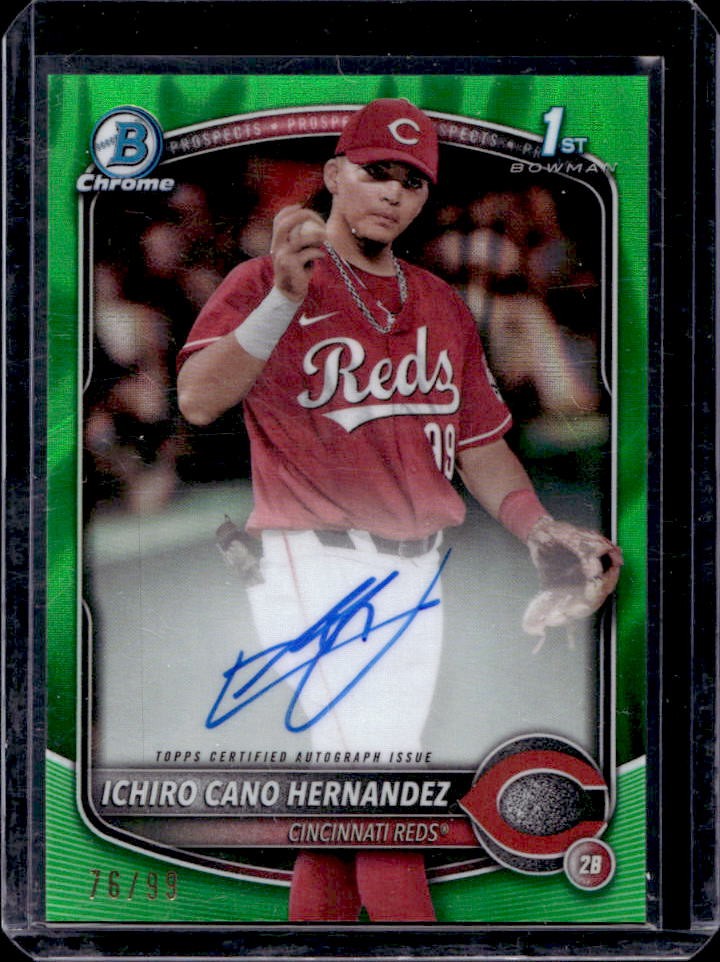 2025 Bowman Ichiro Cano Hernandez Chrome Auto Green Lava Refractor 1st #76/99