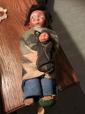 VINTAGE NATIVE AMERICAN INDIAN PRE WWII ERA SKOOKUM DOLL SQUAW PAPOOSE