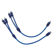 2pcs RCA Y Splitter Audio Jack Cable Adapter 1 Female to 2 Male Connector Blue
