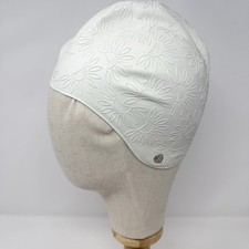 Vtg 1960s Textured Swim Cap White Rubber Bathing Cap Sea Siren Flower England