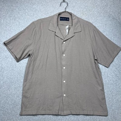 Abercrombie Fitch Camp Collar Textured Button Up Shirt NWT Resort Quiet Luxury M