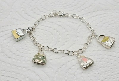 Charmes de Memorie Sterling Silber 925 Emaille Handtasche Geldbeutel Bettelarmband