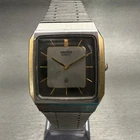 Seiko Watch Men 30mm Silver Dial Silver Tone Rectangle 6030-5490 New Battery