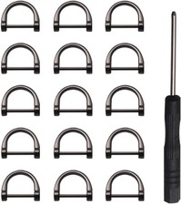 15pcs D-Rings Screw in Shackle Horseshoe U Shape D Ring Black