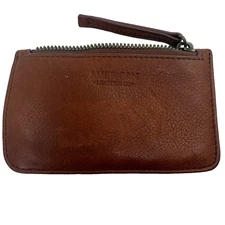 American Leather Co Coin Purse Credit Card Organizer Small Wallet Brown