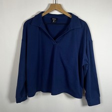 Jones & Co. Jones New York Top Women XL Blue V-Neck Pullover Knit Blouse Classic