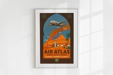 Vintage Air Atlas Airline Poster Printable – Retro Morocco Travel Wall Art