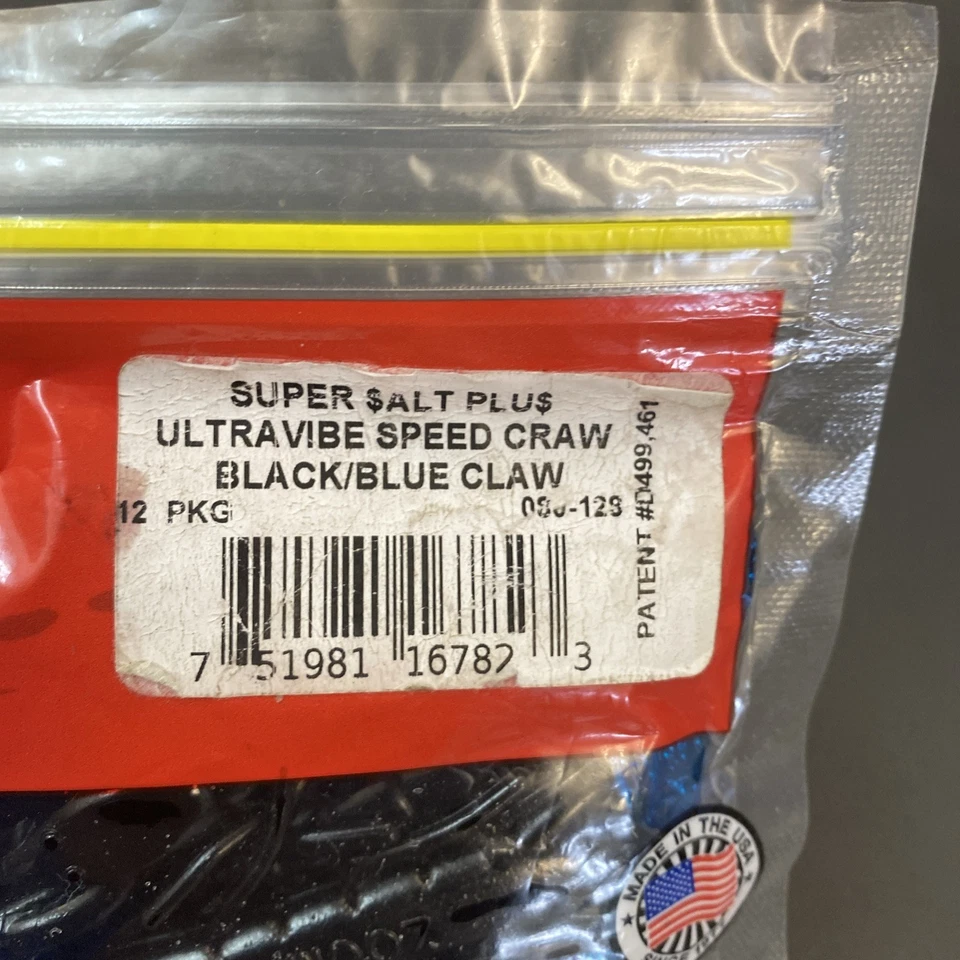 Zoom 3.5” Ultravibe Speed Craw Black Blue 12 Pack - Image 3 of 4