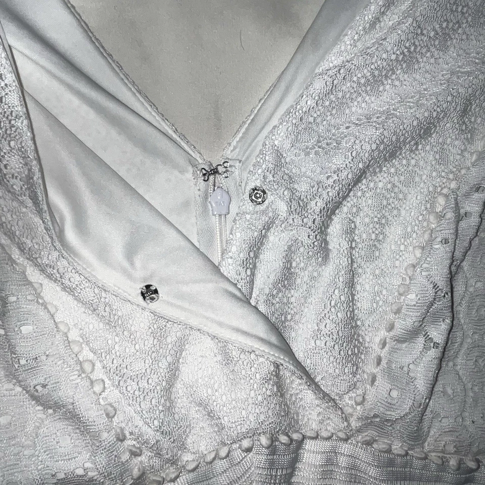 Vestido para mujer Lane Bryant de longitud media línea A con ojales forrado blanco talla 18 Foto 3 de 4