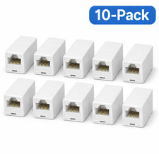 RJ11/RJ12 6C6P Straight Through Female/Female Telephone Inline Coupler 10-Pack 