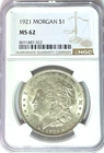 1921 $1 Morgan Silver One Dollar MS62 Philadelphia BU