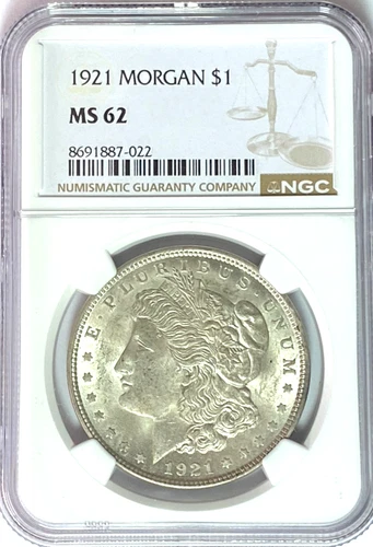 1921 $1 Morgan Silver One Dollar MS62 Philadelphia BU