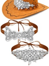 2 Pcs Rhinestone Cowboy Hat Bands for Women Bling Cowgirls Hat Bands Adjustab...
