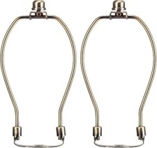 Antique Brass 7 Inch Lamp Harp Kit 3/8 Saddle Base Light Duty Pack 2 Lamp Shade