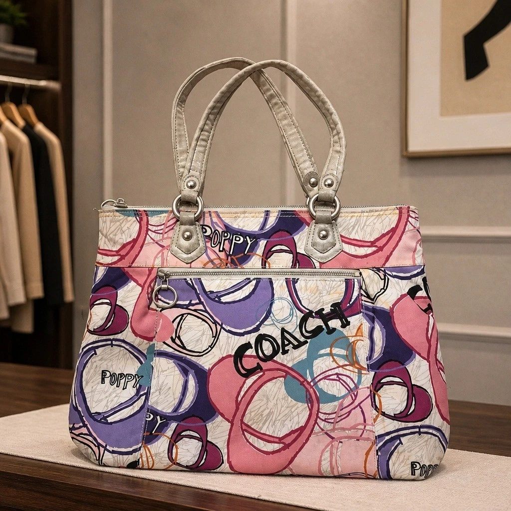 Coach Poppy Canvas Exterior Shoulder Bag Bags & Handbags for Women