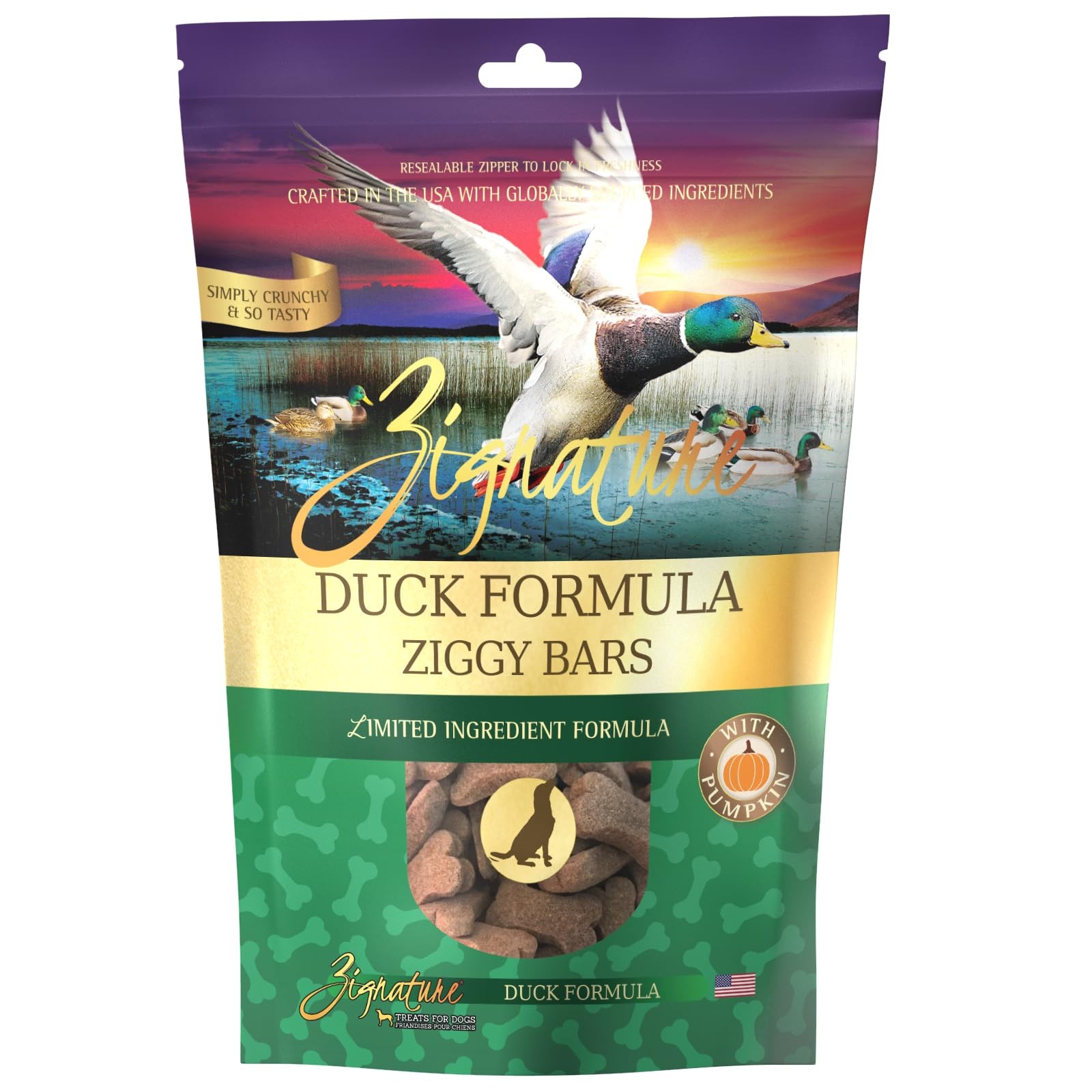 Zignature Ziggy Bars Crunchy Dog Treats Pumpkin Limited Ingredient 12 Ounce