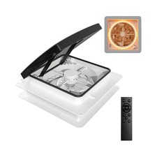 RV Roof Vent Fan 14x14 with 4 Color LED Ambiance Light, Reversible Airflow, U...
