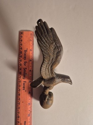 VINTAGE PATRIOTIC HEAVY BRASS BALD EAGLE FLAG POLE TOPPER 7 