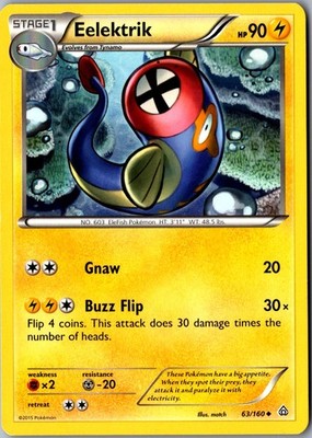 Eelektrik 63/160 Uncommon XY Primal Clash LP Pokemon Card