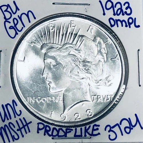 1923 BU UNCIRCULATED SILVER PEACE DOLLAR AUTHENTIC U.S. MINT FREE SHIPPING 3724