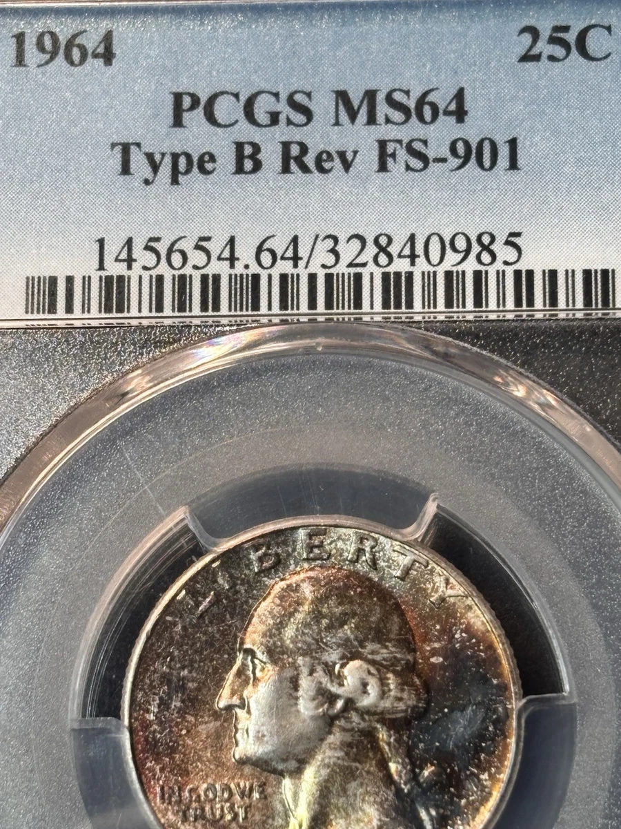 PCGS Certified MS 64 Graded 1964 Washington Quarters (1932-1998