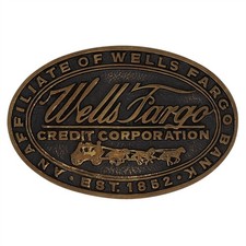 Rare Brass Wells Fargo Bank Logo Manager Banker Banking Teller Vtg Belt Buckle