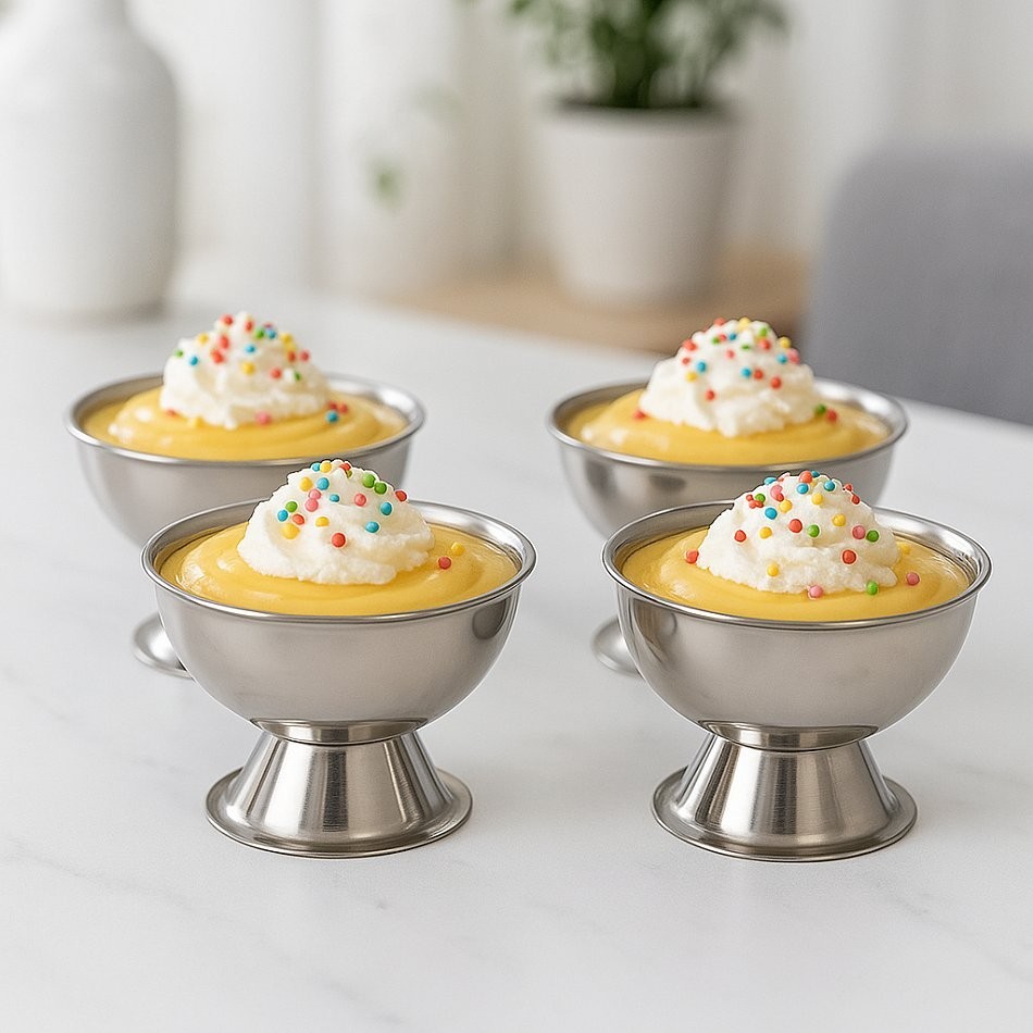 Eisschale Eisbecher Dessertschale 4Tlg. Edelstahl 190 ml Silberfarbend Servieren