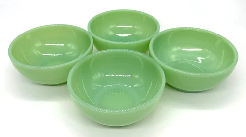 Vintage Fire King Jadeite Oven Ware Glass Bowls Set of 4 USA