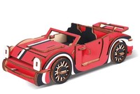 Sportwagen Cabrio - 3D Holzbausatz Fahrzeug Auto Holz Steckpuzzle Holzpuzzle Rot
